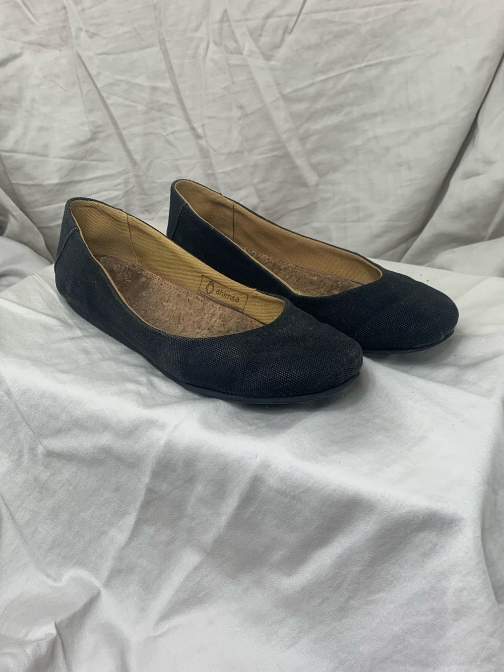 Vegan Women's Black Canvas Ballet Flats Ahimsa